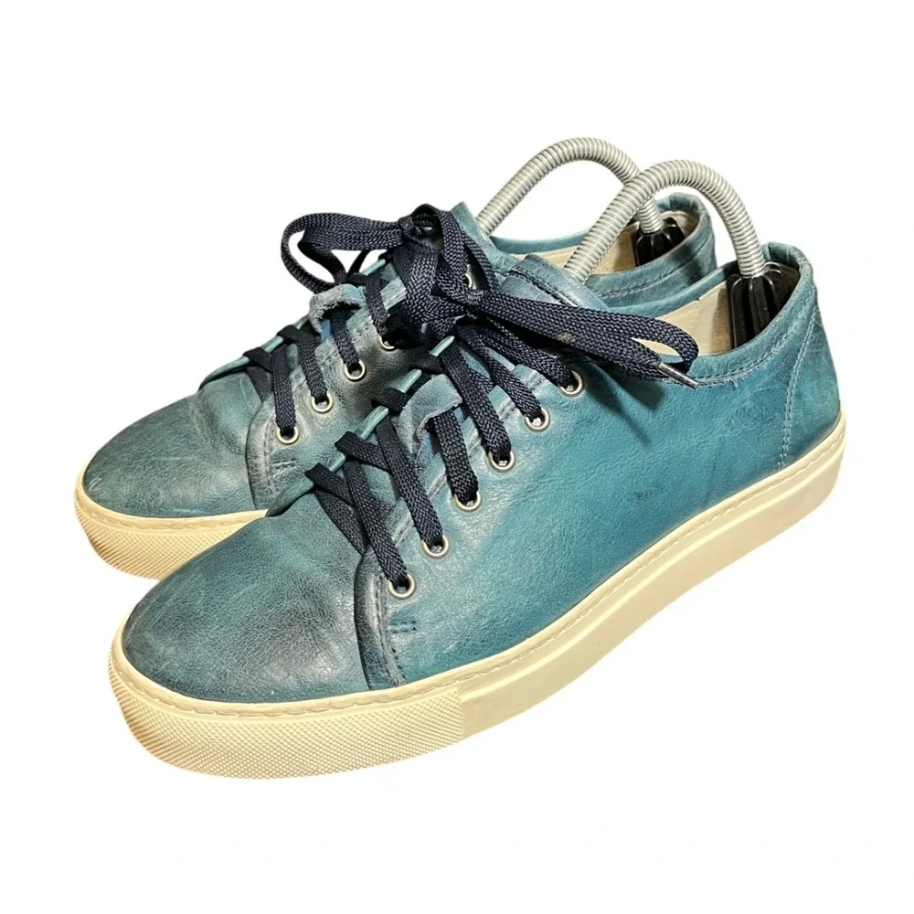 Saks Fifth Avenue Men Blue Leather Sneakers STAN 17 Classic Size 7 Made In Italy